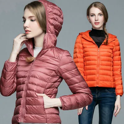 Winter Ultralight Girl Women's Duck Down Coat Short Hooded Jacket Puffer Zipped • $51.12