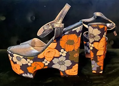 £195 • Buy Terry De Havilland X House Of Holland Rare Open Toe Floral Wedge Worn Once. UK 5