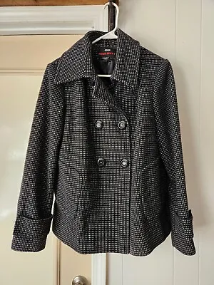 Miss Sixty Pea Coat Tweed Jacket Wool Blend Coat Size L. Excellent Condition • $18.95