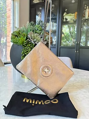 MIMCO Pale Rose Gold & Silver Leather Zip Top Pouch EXCELLENT CONDITION • $26.10