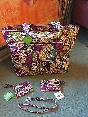 Vera Bradley 4 Piece Plum Crazy Tote Set. NWT • $129