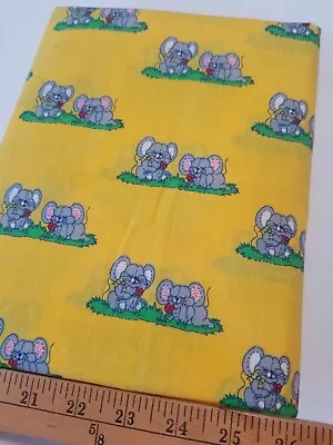 RARE VTG Vintage Cuddle Prints Fabri-Quilt Mouse Mice Yellow Fabric Novelty 3+yd • $69.99