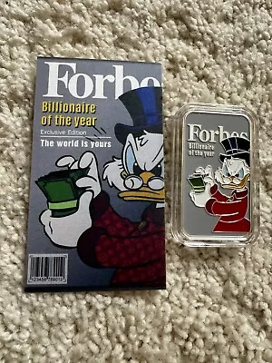 Scrooge Forbes Billionaire Of The Year  ENAMELED 1oz AG .999 Fine Silver Art Bar • $99.95