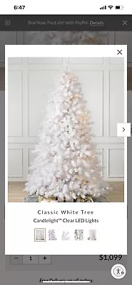 Balsam Hill White Christmas Tree Bought $1099 Selling For $450 • $450