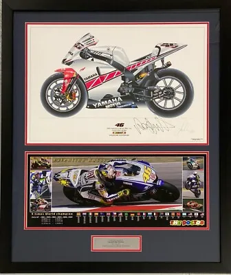 VALENTINO ROSSI Signed Print 2005 Yamaha YZR M1 #1/250 MotoGP Framed COA • £257.77