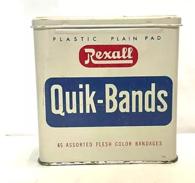 Rexall Quick Bands Vintage Band Aid Tin Excellent Condition Please Read • $9