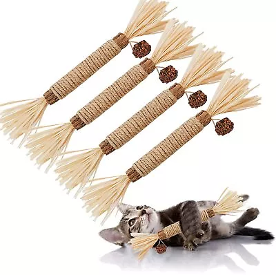 $13.99 • Buy 4X Cat Toys Silvervine Chew Stick Kitten Treat Catnip Toy Cleaning Teeth Toys