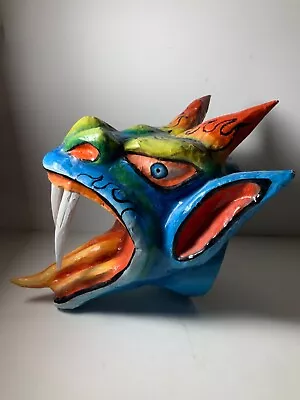 Vintage Mexican Hand Painted Paper Mache Mask 9 In. • $52.50