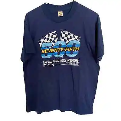 Vintage Indy 500 Mens Shirt Size Extra Large Racing Single Stitch Screen Stars • $67.50