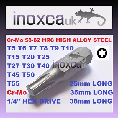 TORX SCREWDRIVER BIT T5 T6 T7 T8 T9 T10 T15 T20 T25 T27 T30 T40 T45 T50 T55 CrMo • £3.83