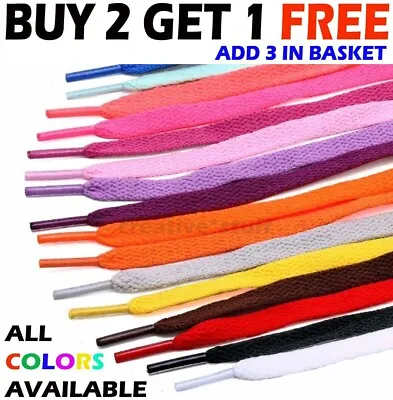 Flat Shoelaces 30+ Colours Shoe Laces Boot Trainer Shoes Football Boots • £3.47