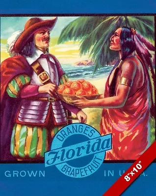 Vintage Florida Citrus Oranges Fruit Poster Painting Art Real Canvas Print • $14.99