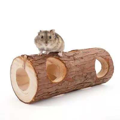 Hollow Tree Trunk Wooden Hamster Tunnel Play Toys Animals Cage  Reptile Small • £5.86