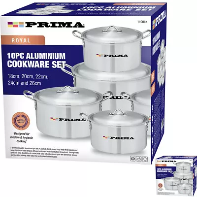 £141.99 • Buy 10pc Aluminium Cookware Set Cooking Pots Casserole Catering Saucepan Pan Dish