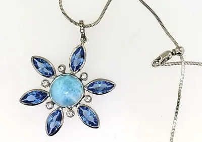 MarahLago Elsa Larimar Necklace Sterling Silver Blue Spinel White Sapphire • $225