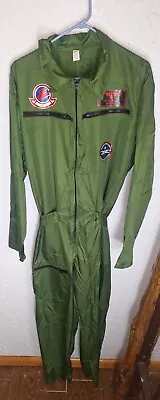 Top Gun Men Maverick Flight Suit Green Halloween Costume Great Condition 2XL • $25