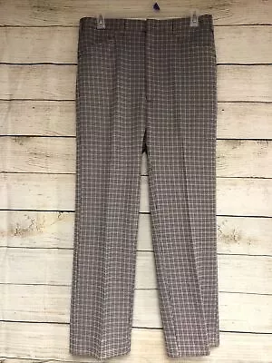 VINTAGE Haggar Slacks Men 36x30.5 Red Grey Plaid Classic Golf Disco 60s 70s • $34.99