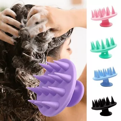 Hair Scalp Silicone Massager Brush Massaging Shampoo Brush Shower Cleaner Tools • £3.85