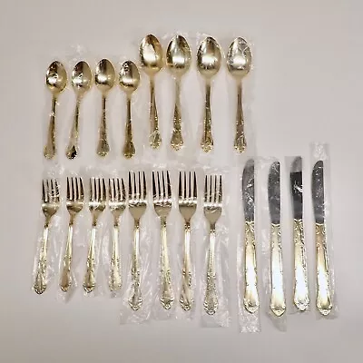 Gold-tone FLATWARE 'ROYAL' Stainless Steel Japan - Service For 4 NEW ~S10 • $48