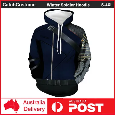 Avengers Winter Soldier Bucky Barnes Hoodie Men's Hooded Sweatshirt Cosplay Coat • $34.57