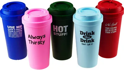 Eco On The Move Fun Slogan Reusable Travel Tea Coffee Drinks Mug Cup Work Gift • £7.99