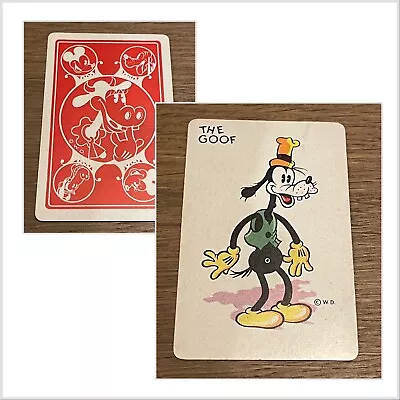 EXTREMELY RARE VINTAGE 1930s WHITMAN PUBLISHING MICKEY MOUSE GOOFY OLD MAID CARD • $195