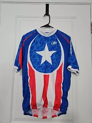 Performance Men's Red White And Blue Captain America Cycling Jersey Large • $18