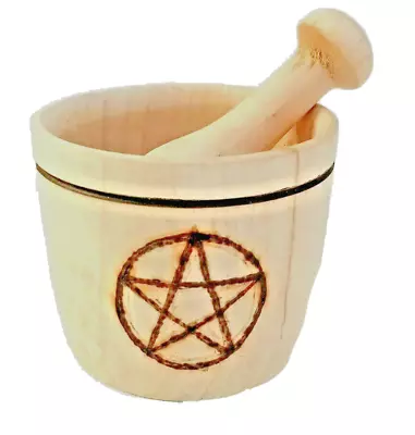 Wooden Wicca Pagan Large Mortar And Pestle Altar Decoration Witchcraft Wicca  • $30