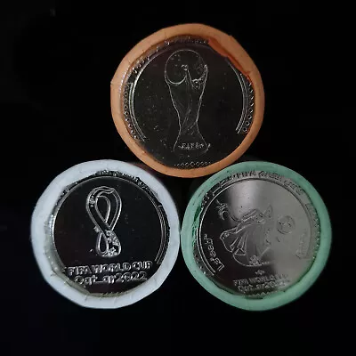 25 Pcs 2022 Qatar World Cup 1 Riyal Coin / Original Volume * 3 • $280