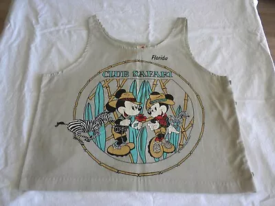 Vtg Disney Mickey Minnie Club Safari Tank Top USA Tan Buttons Medium Sherry FL • $20.99