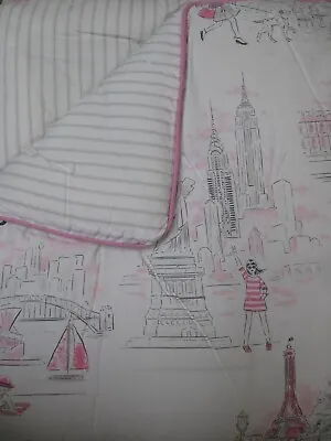 Nicole Miller Kids 3pc Paris Eiffel Tower Pink White Comforter Set - Full/Queen • $169.99