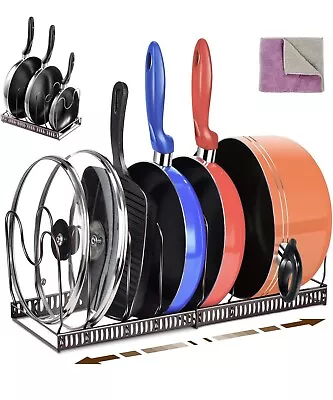 Myiosus Pan Organiser Rack Pot Lid Organizers With 7 Dividers Expandable Pots • £10