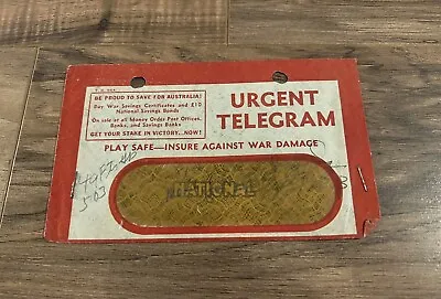WW2 Australian Military Urgent Telegram Envelope W/ U.S.A.F.F.E. Postmark • $12.95