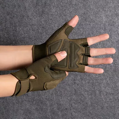 Tactical Half Finger Gloves Men's Army Military Combat Police Patrol Fingerlesaz • £6.13