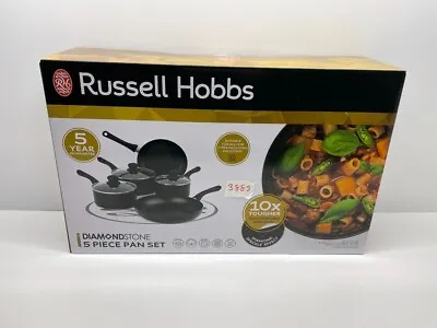 Russell Hobbs Diamond Stone 5 Piece Aluminium Saucepan Set Kitchen Cooking #3885 • £59.99