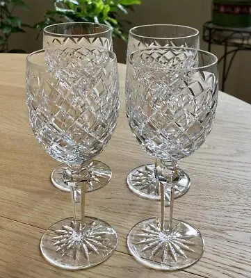 $250 • Buy 4 Waterford Crystal Powerscourt 7 5/8  Water Goblets Wine Glasses Retail $120 Ea