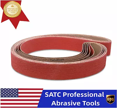 SATC 2 X 42 Inch 36 Grit EdgeCore Ceramic Grinding Sanding Belts 6 Pack • $42.39