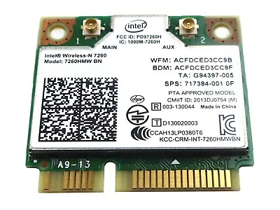 Intel 7260hmw Bn Wireless-n 7260 802.11bgn Bt 4.0 Pci-e Wifi Card 717384-001 • $9.19