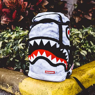 Brand New SPRAYGROUND Chenille White Marble Shark Top Loader Bag • $54.99