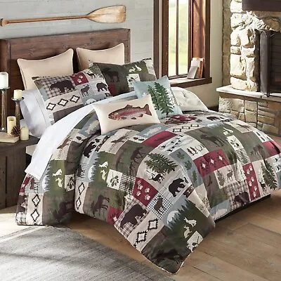 New Donna Sharp Montana Forest Wildlife Rustic Lodge King 3-Pc Comforter Set Tan • $87.95