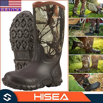 HISEA Men's Boots Waterproof Neoprene Insulated Mud Hunting & Fishing Rain Boots • $56.99