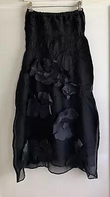 $295 • Buy Yoshiki Hishinuma Japan Black Crinkle Pleated Applique Skirt Size 3 M L