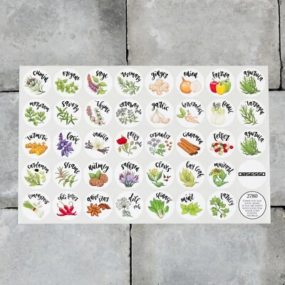 £6.07 • Buy 38 X Spice / Herb Storage Jar Labels Stickers Decals - 30mm Or 40mm Roundels