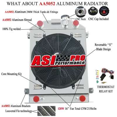 $299 • Buy 4 Row Radiator+Shroud+12V Fan For 1930 1931 Ford Model A Flathead V8 Aluminum