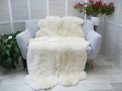 Mongolian Curly Wool Sheepskin Rug Hide Quad Natural Throw Floor Sofa Cover Q72 • $349.15