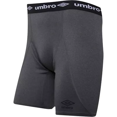 Mens Grey Umbro Compression Baselayer Running Jogging Gym Shorts Rrp £22.99 Uk M • £10.95