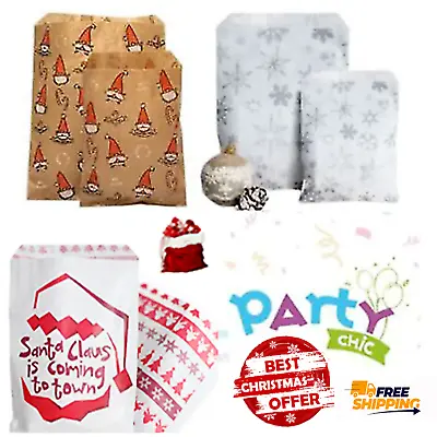 5 X 7  Christmas Santa Gonk Smile Snowflake Party Kraft Paper Gift Candy Bags UK • £2.99