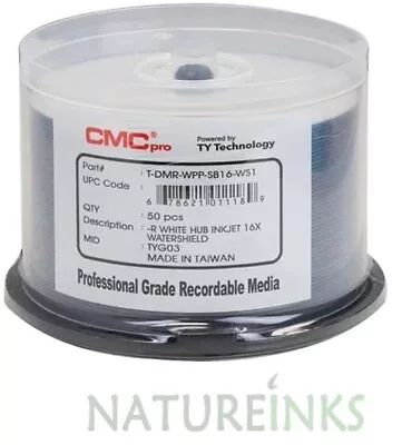 £35.99 • Buy 50 Taiyo Yuden JVC CMC PRO PRINTABLE WATERSHIELD Blank DVD-R 16x 120min DVD Disc