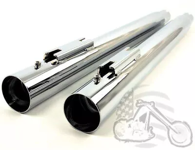 Chrome Slip-On Mufflers Exhaust 1995-2016 Harley Touring Dresser Bagger • $179.95