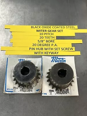 Martin 90 Degree Miter Gear Pair 5/8  Bore 10 Pitch 20 Teeth 3/16  Key Way • $165